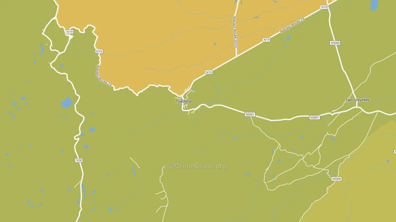 Toadlena, NM Map of Drug-Related Crime Rates