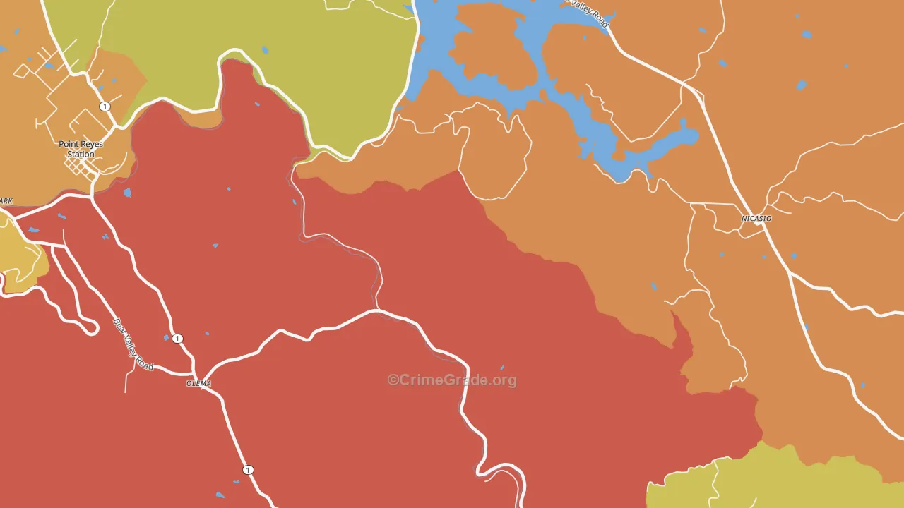 Tocaloma, CA Map of Drug-Related Crime Rates