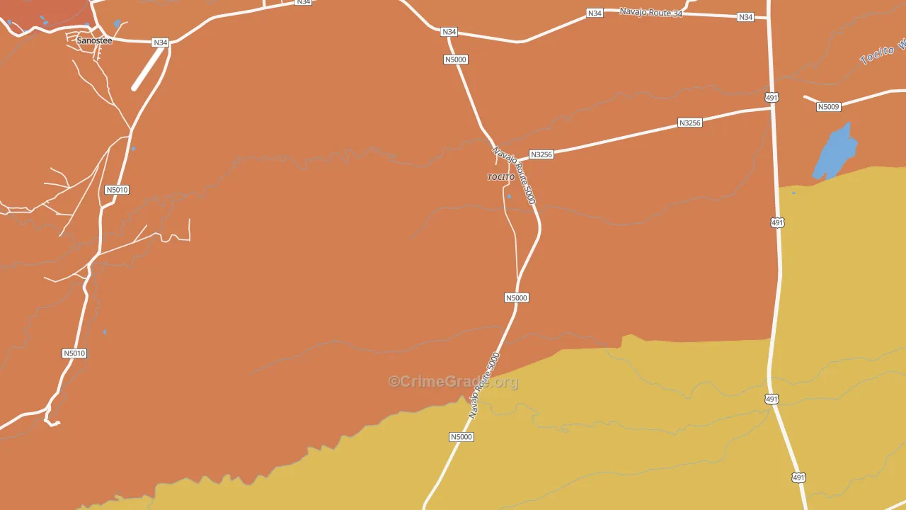 Tocito, NM Map of Drug-Related Crime Rates