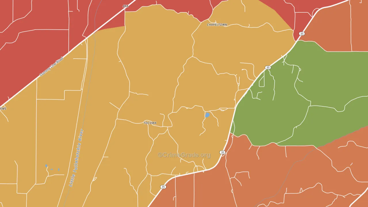 Tocowa, MS Map of Drug-Related Crime Rates