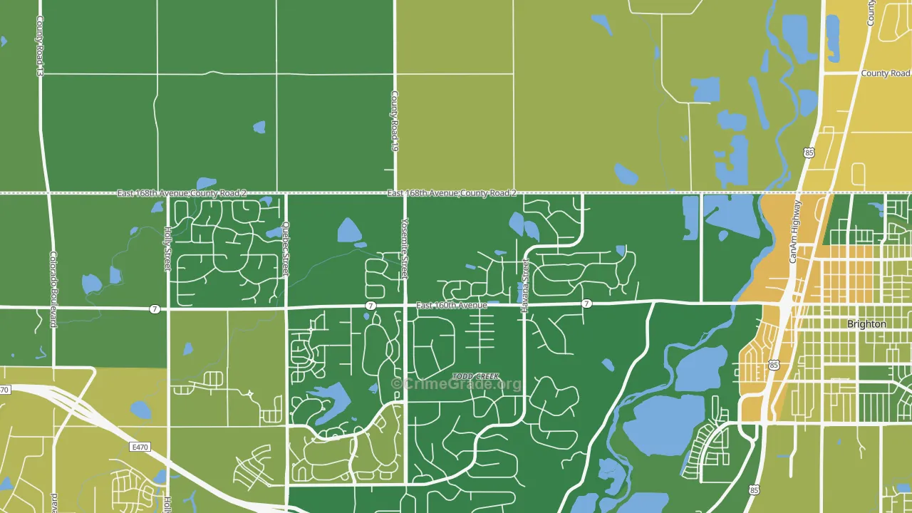 Todd Creek, CO Map of Drug-Related Crime Rates