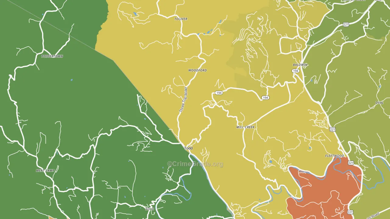 Todd, NC Map of Drug-Related Crime Rates