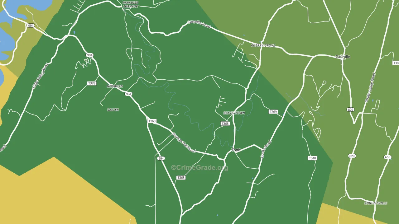 Todd, PA Map of Drug-Related Crime Rates