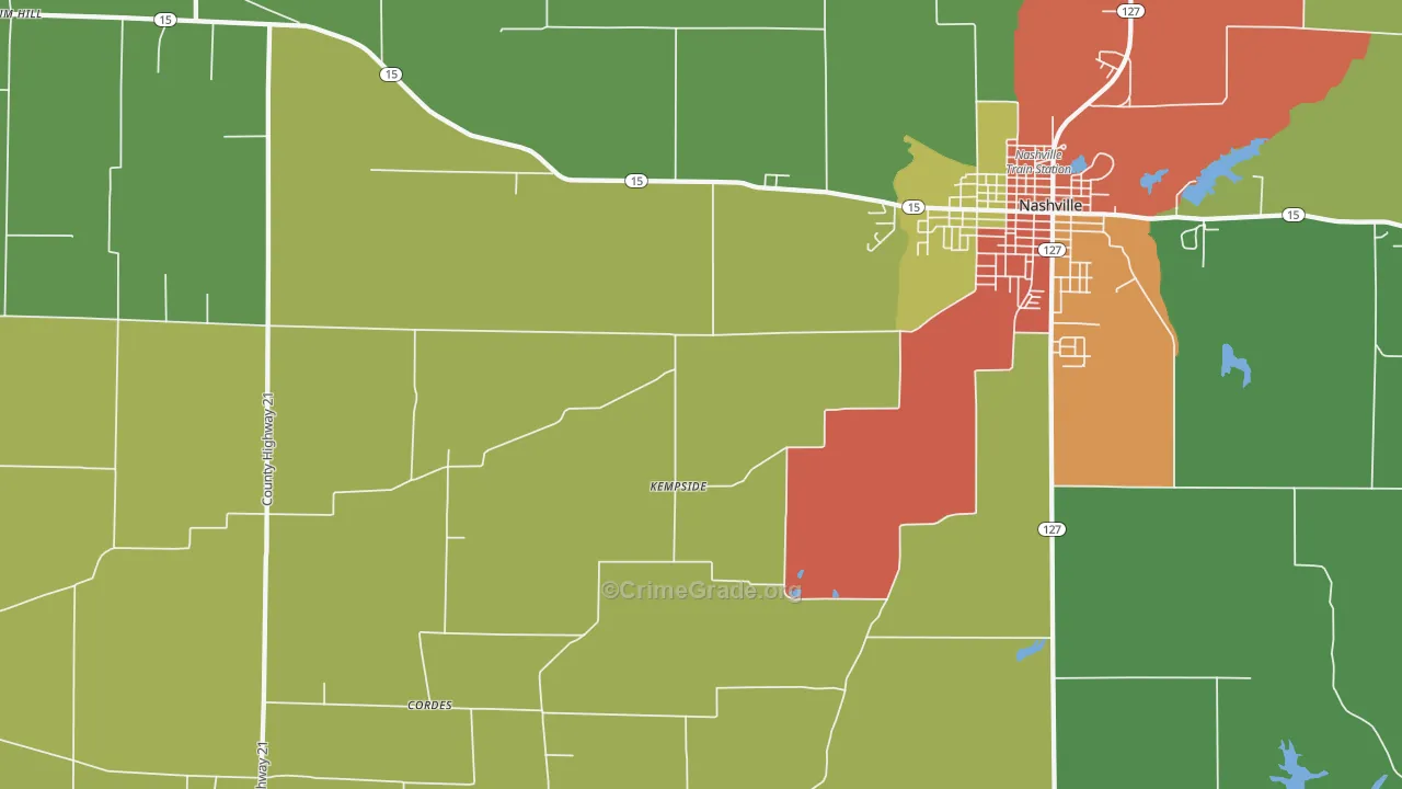 Todds Mill, IL Map of Drug-Related Crime Rates