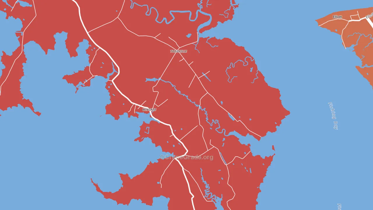 Toddville, MD Map of Drug-Related Crime Rates