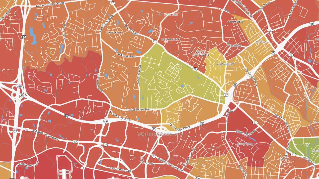 Toddville Road, Charlotte, NC Map of Drug-Related Crime Rates