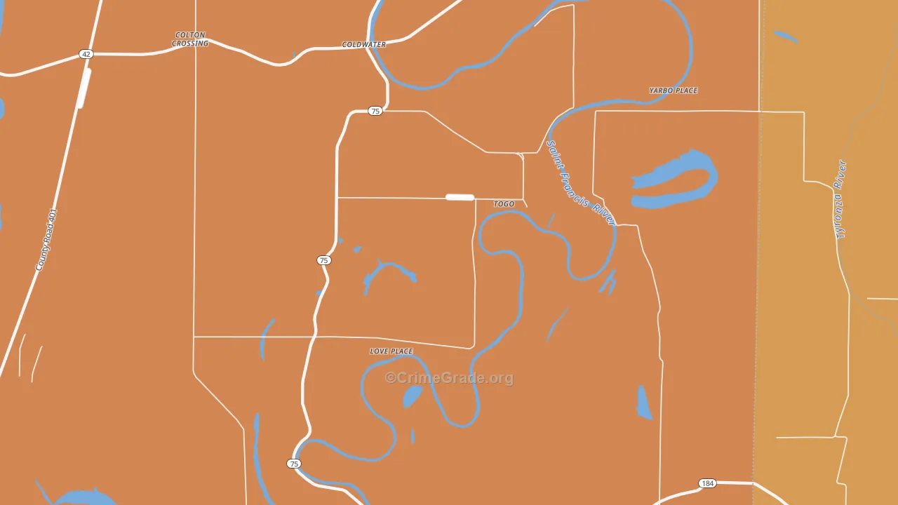 Togo, AR Map of Drug-Related Crime Rates