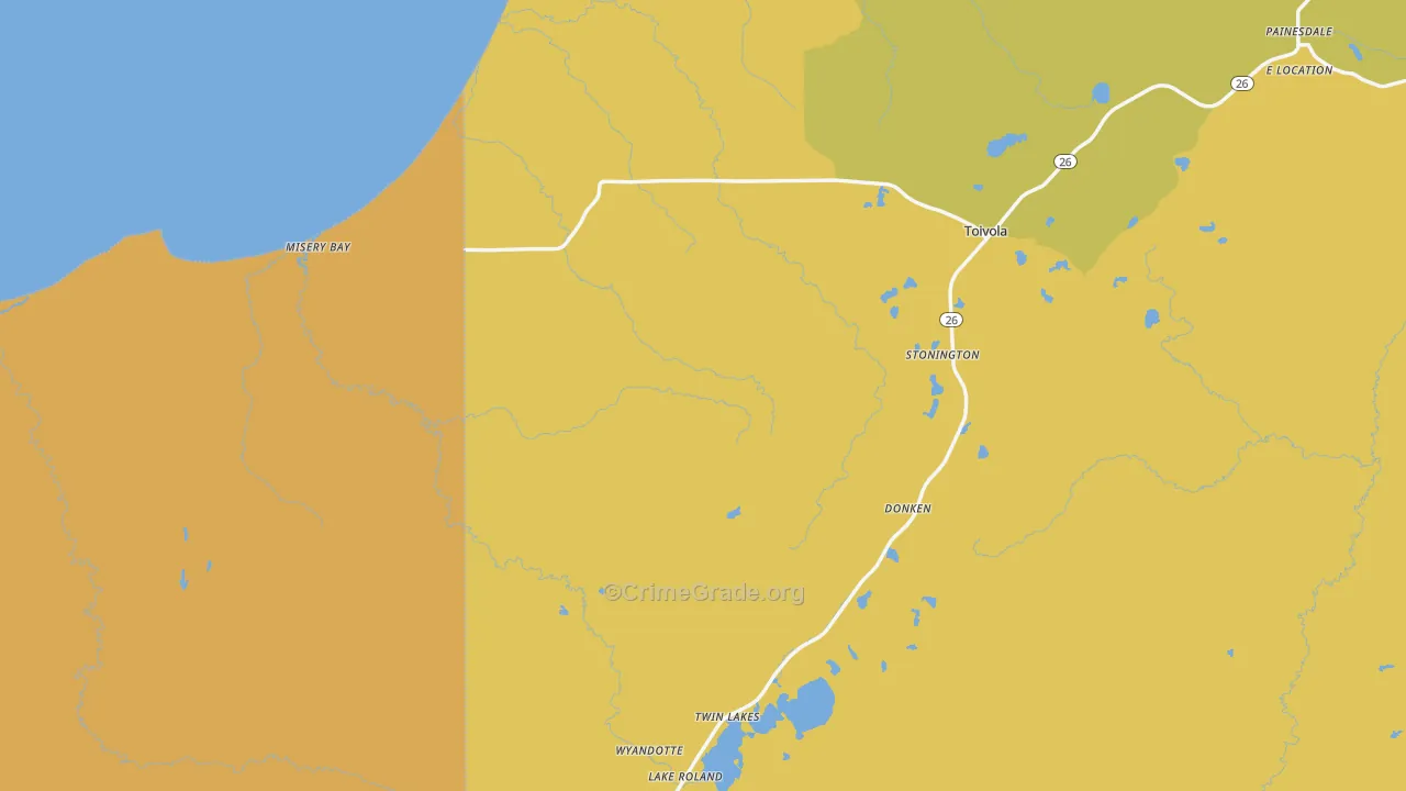 Toivola, MI Map of Drug-Related Crime Rates