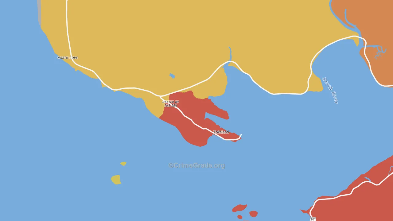 Tokeland, WA Map of Drug-Related Crime Rates