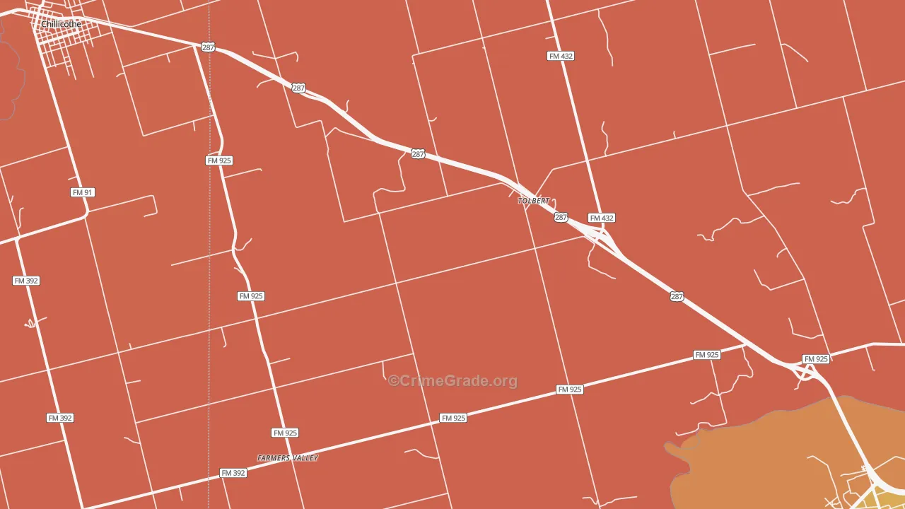 Tolbert, TX Map of Drug-Related Crime Rates