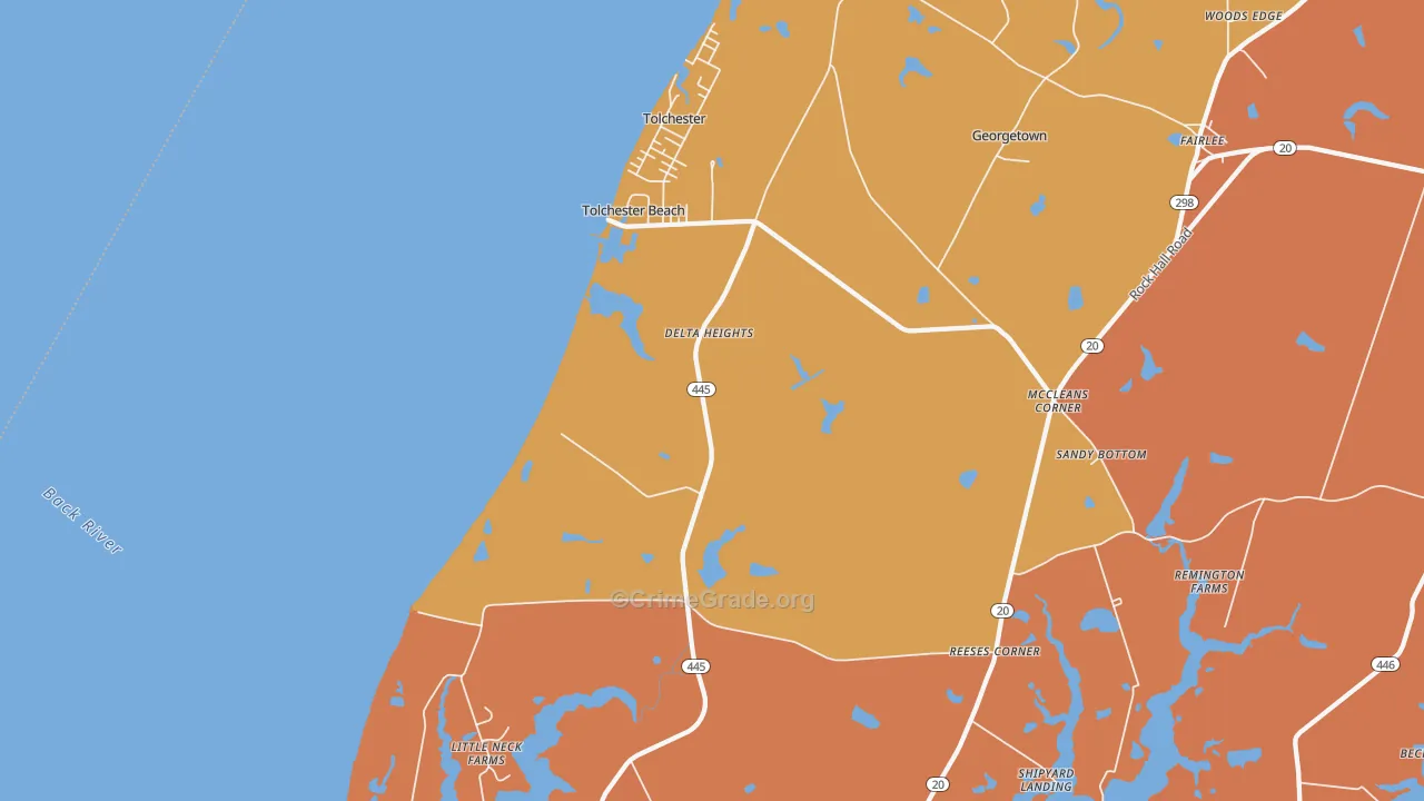 Tolchester Beach, MD Map of Drug-Related Crime Rates