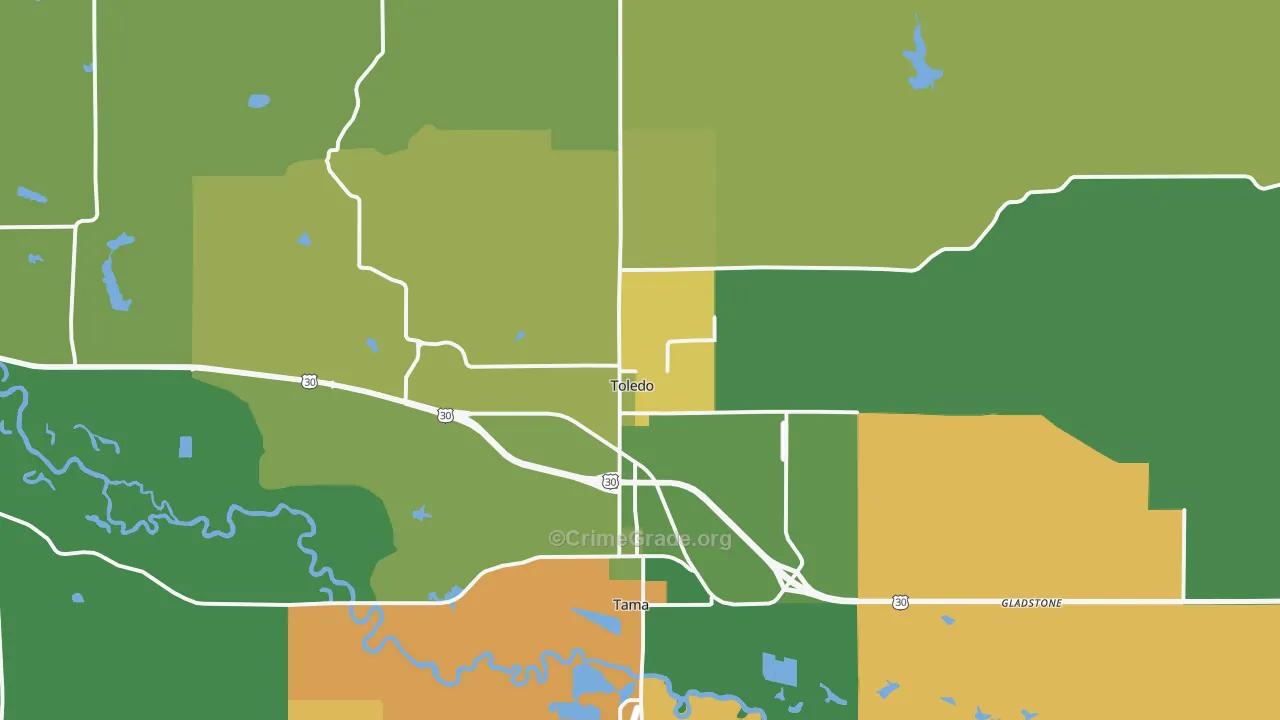 Toledo, IA Map of Drug-Related Crime Rates