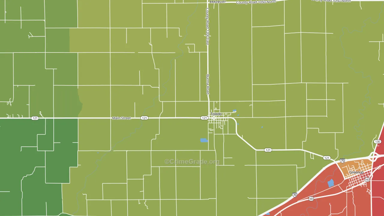 Toledo, IL Map of Drug-Related Crime Rates