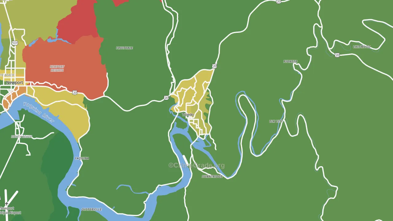 Toledo, OR Map of Drug-Related Crime Rates