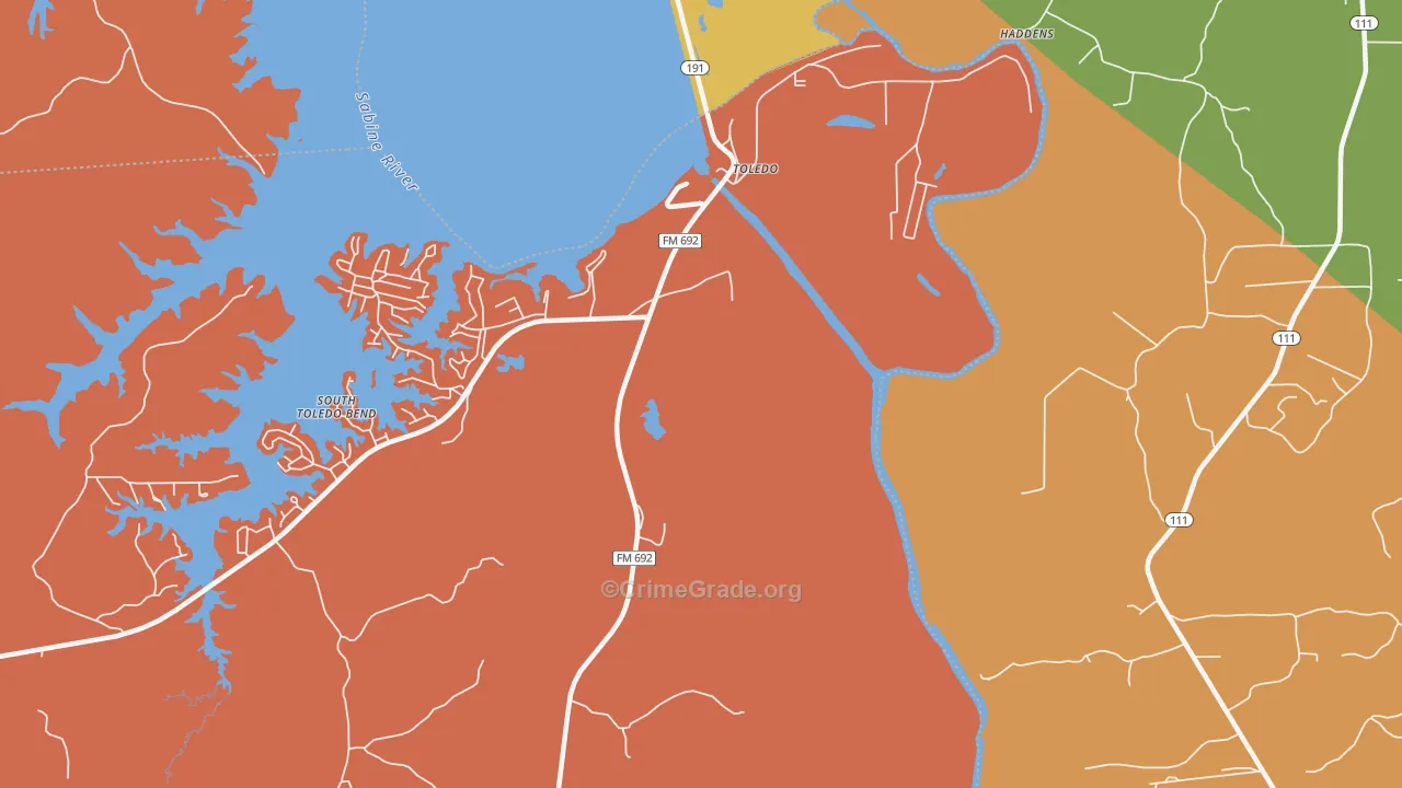 Toledo, TX Map of Drug-Related Crime Rates