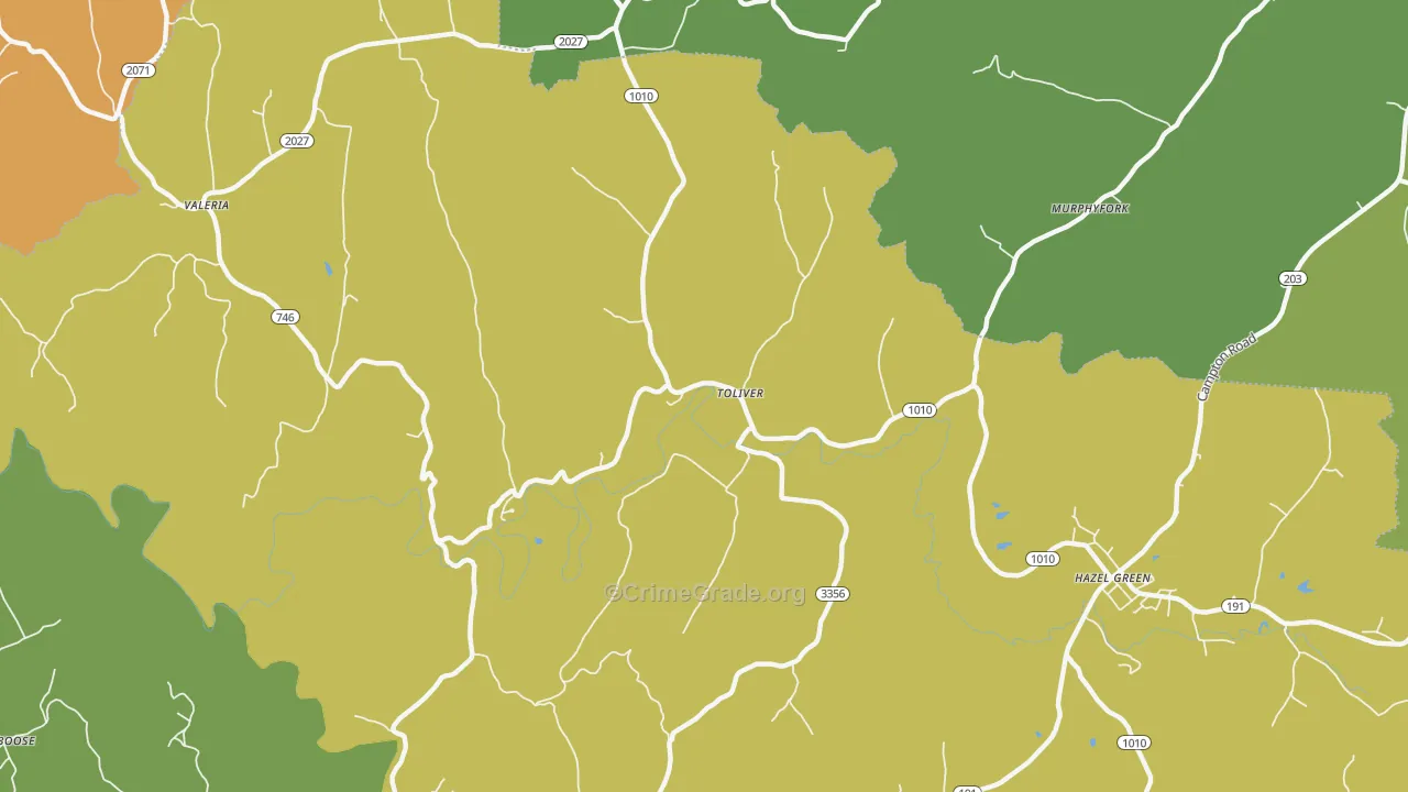 Toliver, KY Map of Drug-Related Crime Rates