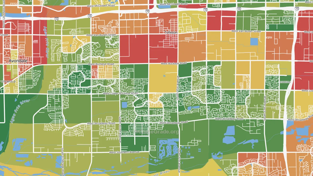 Tolleson, AZ Map of Drug-Related Crime Rates