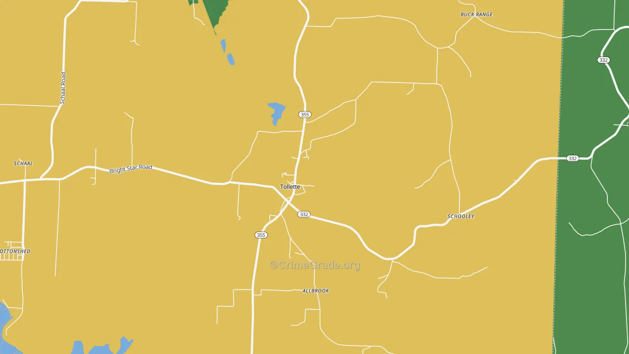 Tollette, AR Map of Drug-Related Crime Rates
