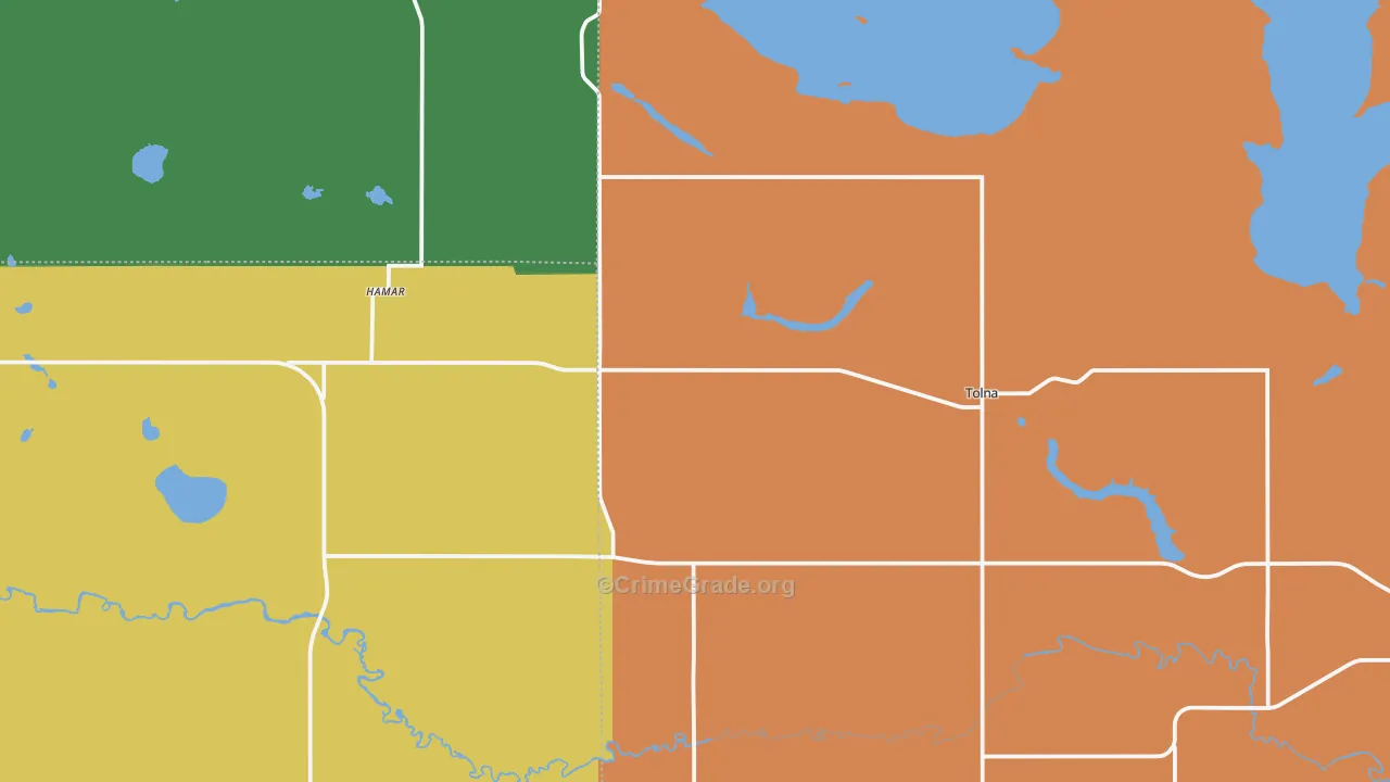 Tolna, ND Map of Drug-Related Crime Rates