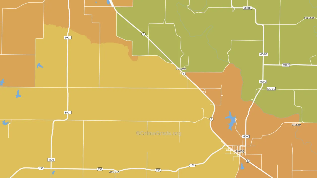 Tolona, MO Map of Drug-Related Crime Rates