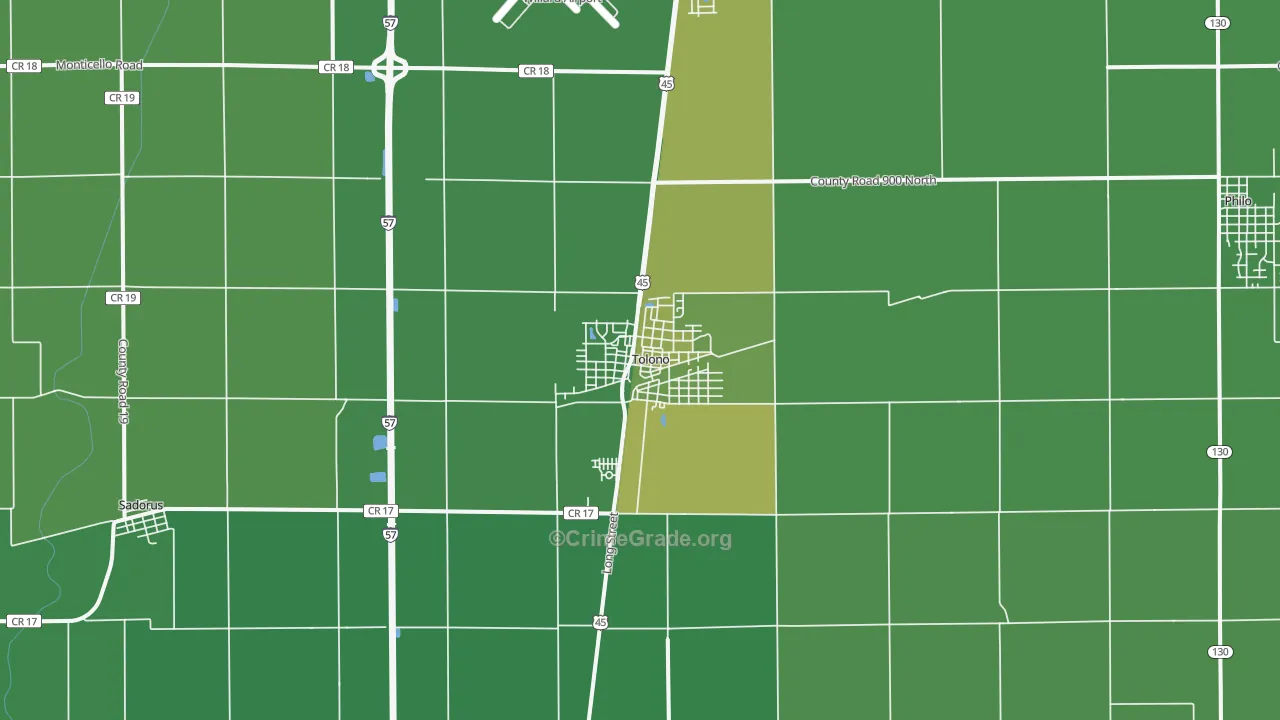 Tolono, IL Map of Drug-Related Crime Rates