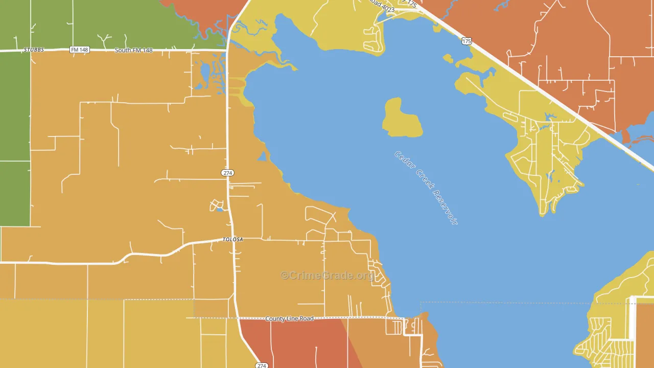 Tolosa, TX Map of Drug-Related Crime Rates