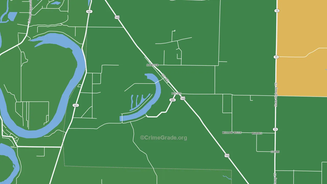 Toltec, AR Map of Drug-Related Crime Rates