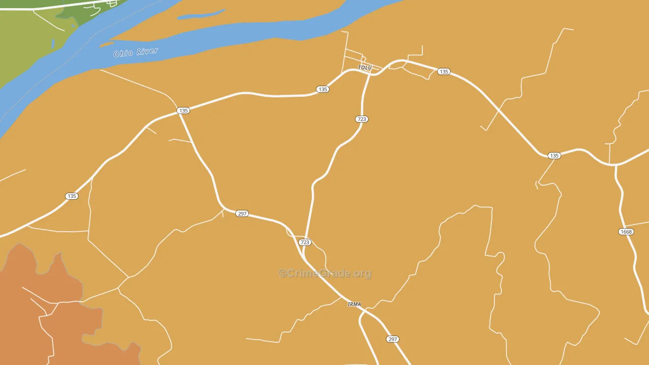 Tolu, KY Map of Drug-Related Crime Rates