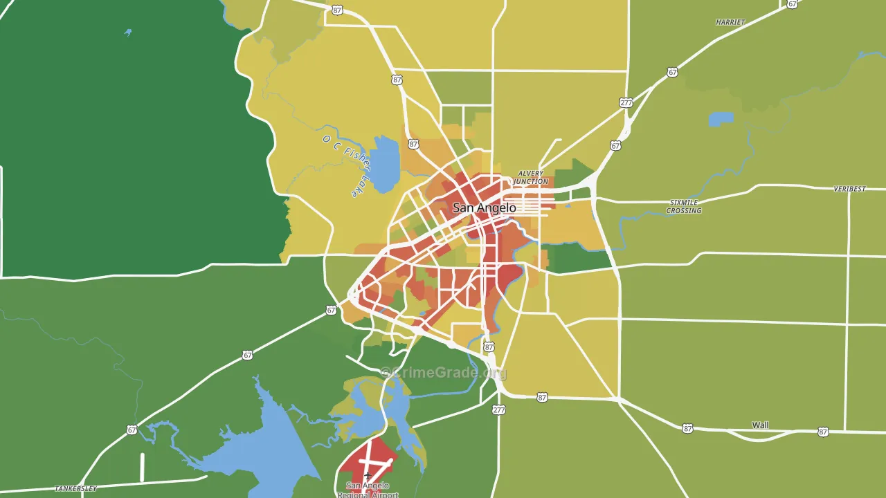 Tom Green County, TX Map of Drug-Related Crime Rates