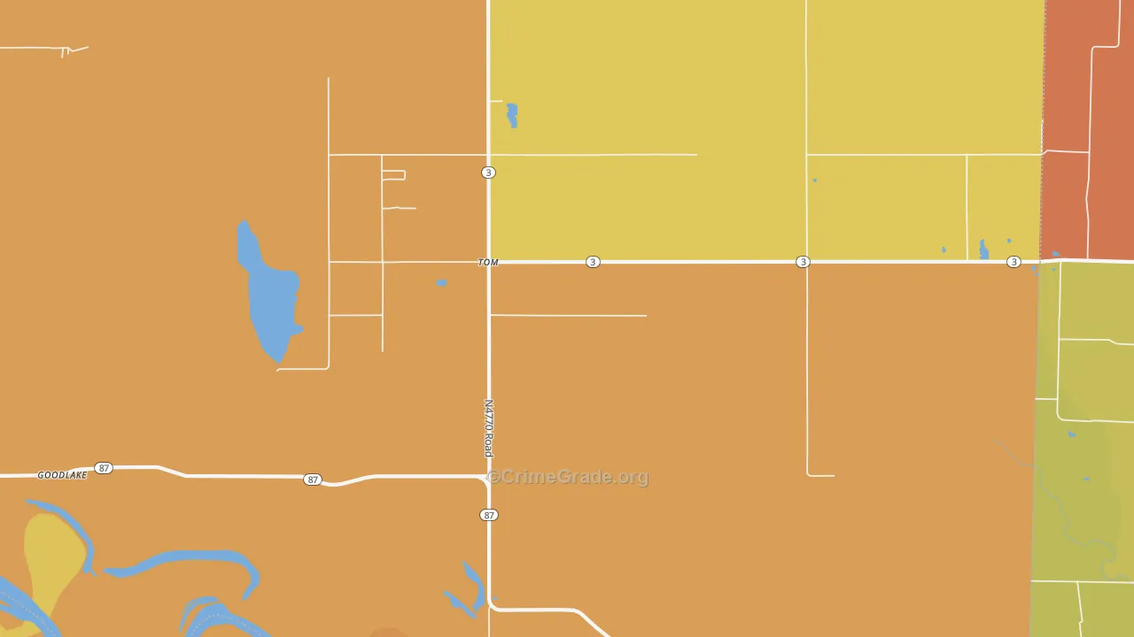 Tom, OK Map of Drug-Related Crime Rates