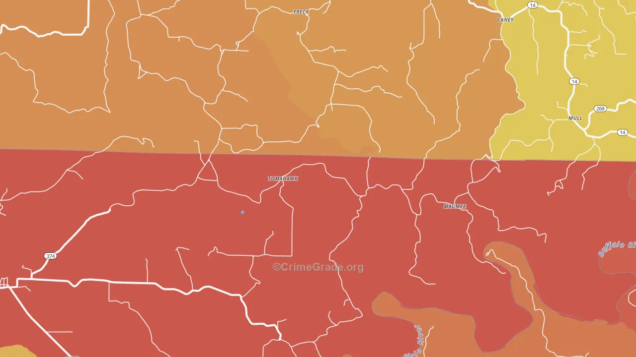 Tomahawk, AR Map of Drug-Related Crime Rates