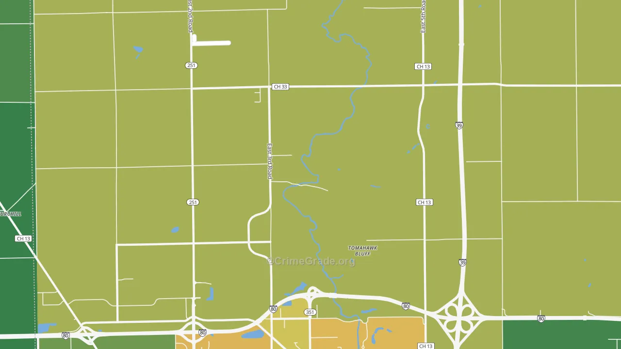 Tomahawk Bluff, IL Map of Drug-Related Crime Rates