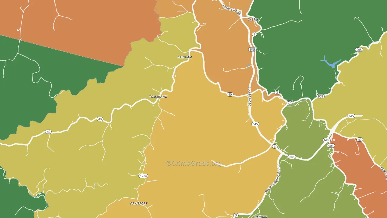 Tomahawk, KY Map of Drug-Related Crime Rates