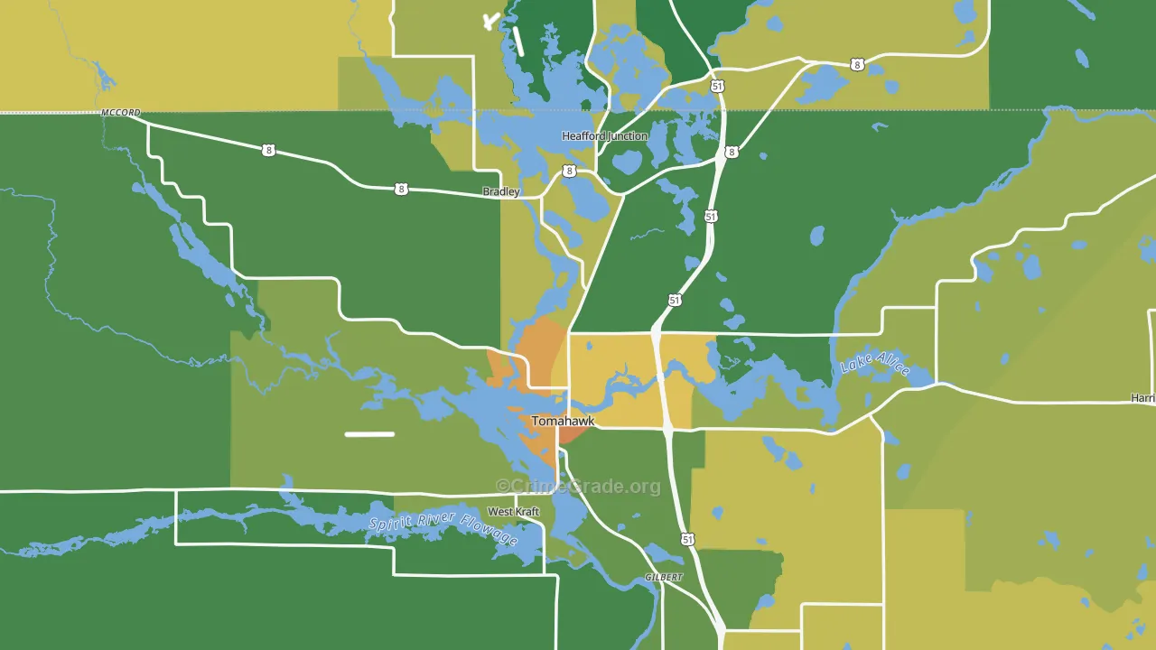 Tomahawk, WI Map of Drug-Related Crime Rates