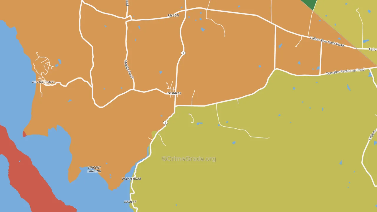 Tomales, CA Map of Drug-Related Crime Rates