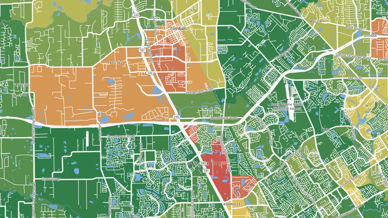 Tomball, TX Map of Drug-Related Crime Rates