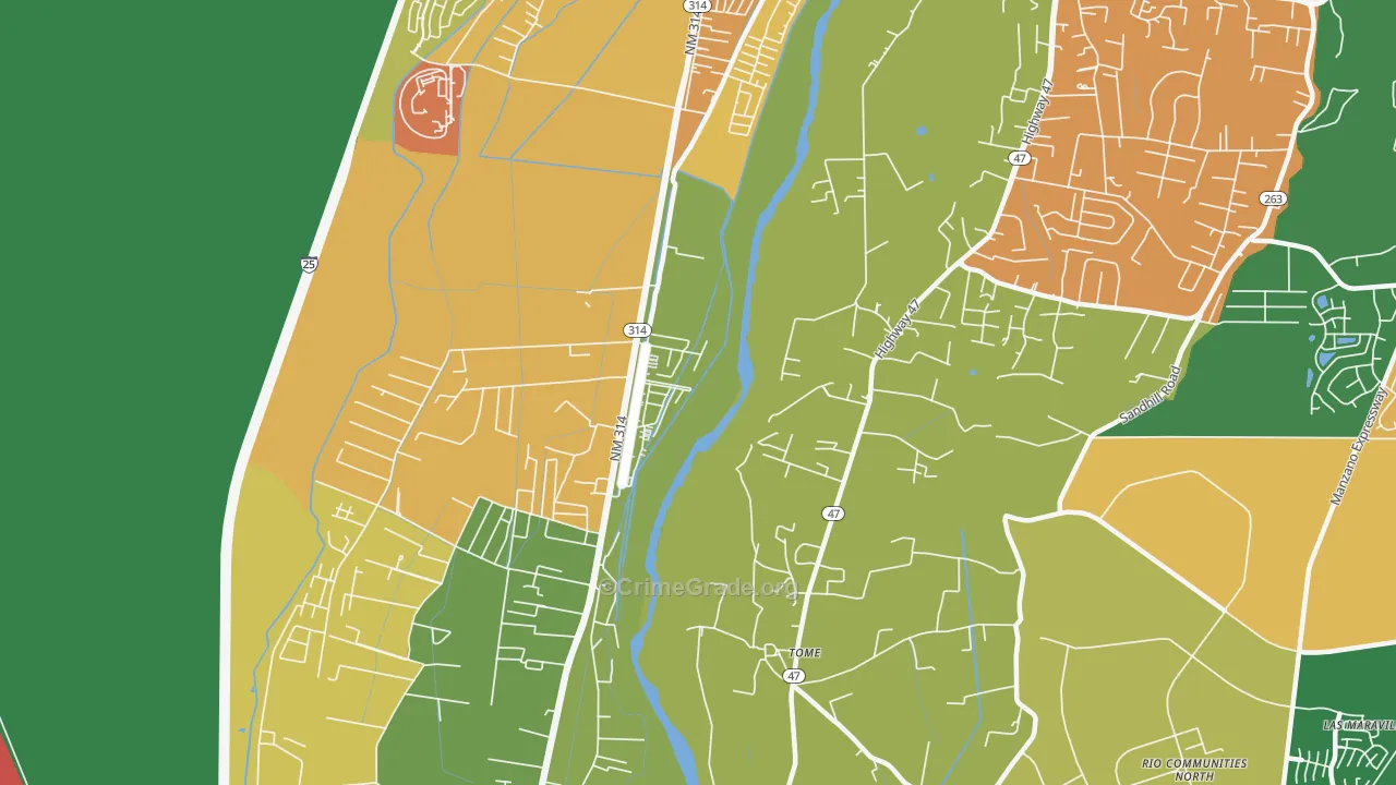 Tome, NM Map of Drug-Related Crime Rates