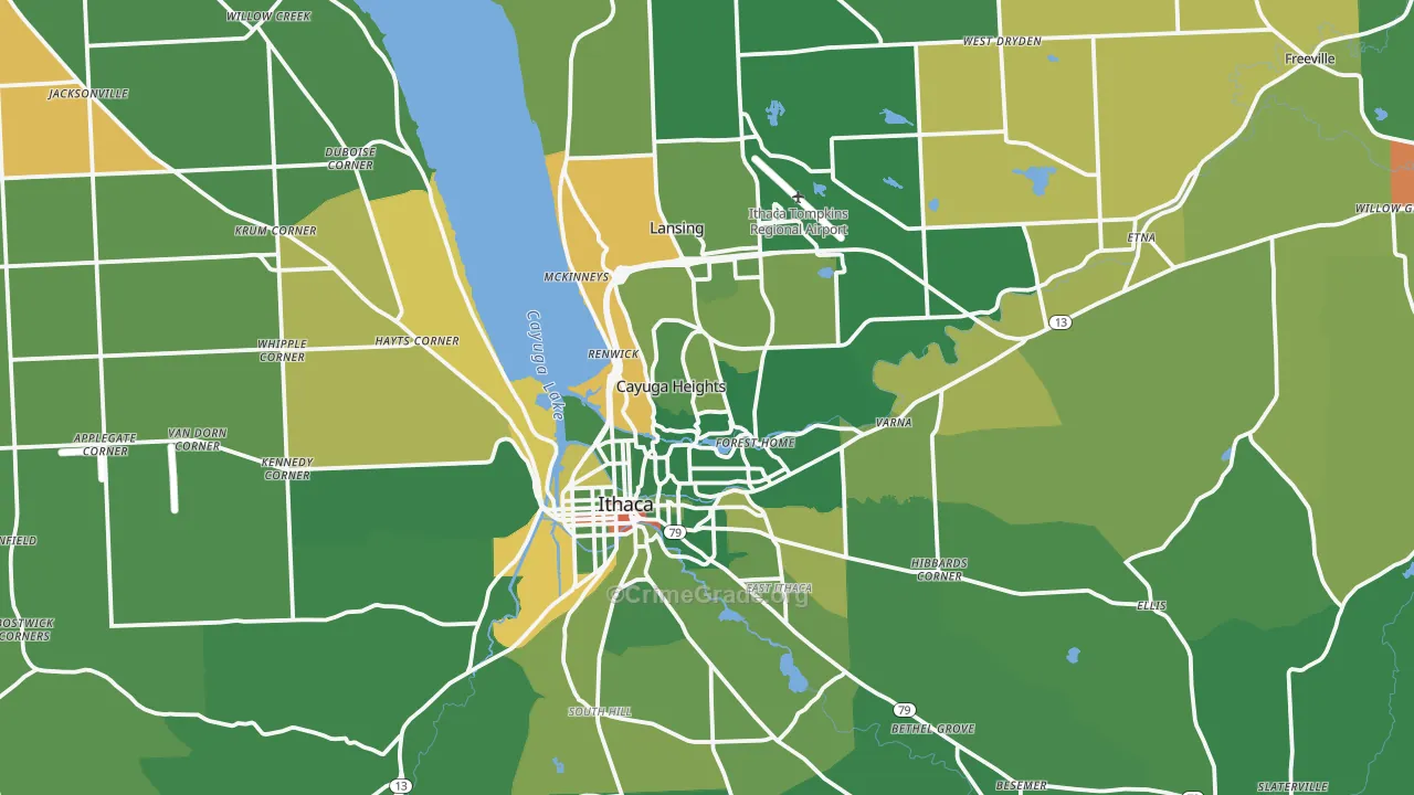 Tompkins County, NY Map of Drug-Related Crime Rates