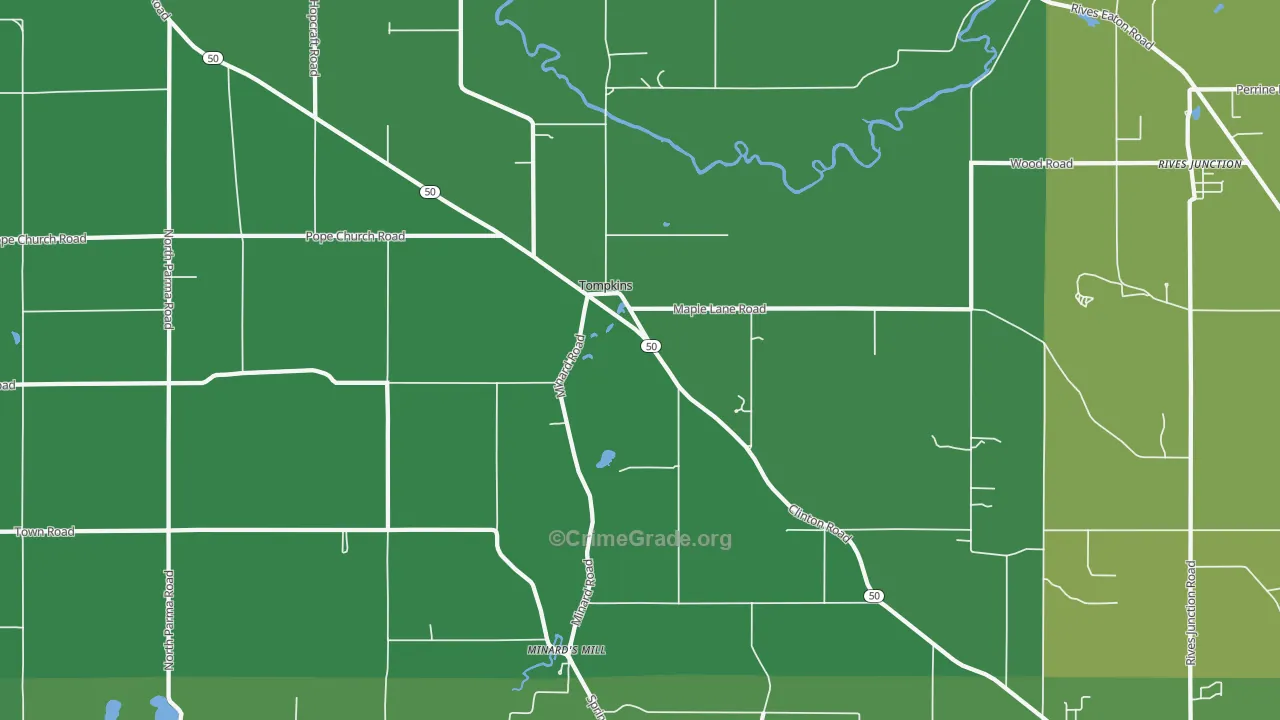 Tompkins, MI Map of Drug-Related Crime Rates