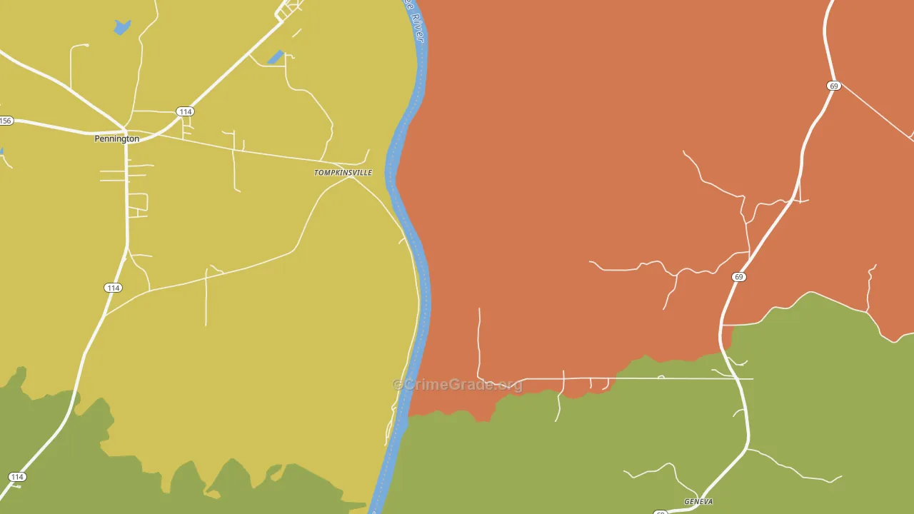 Tompkinsville, AL Map of Drug-Related Crime Rates
