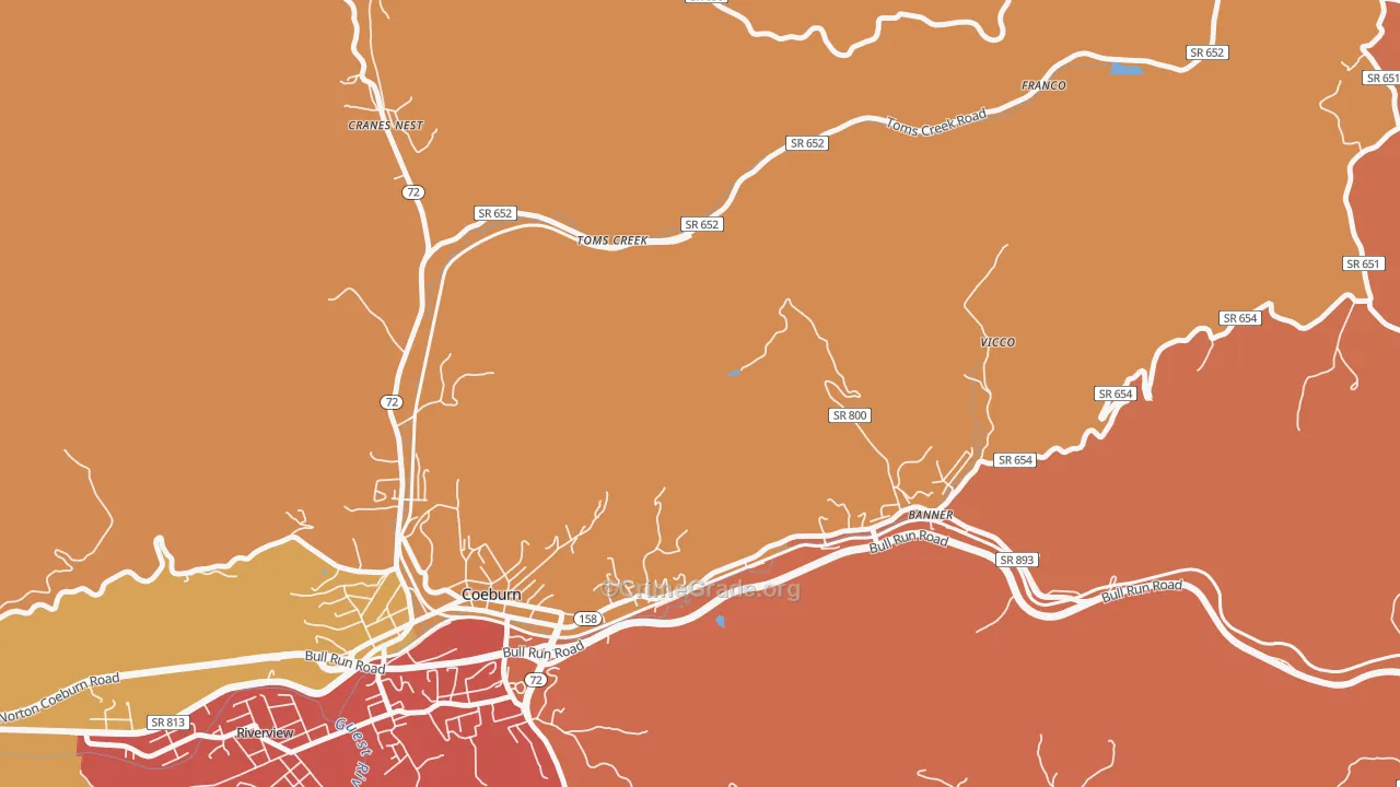 Toms Creek, VA Map of Drug-Related Crime Rates