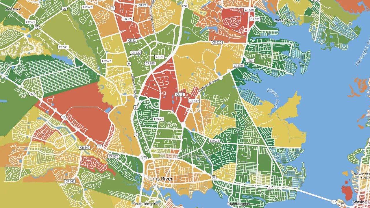 Toms River, NJ Map of Drug-Related Crime Rates