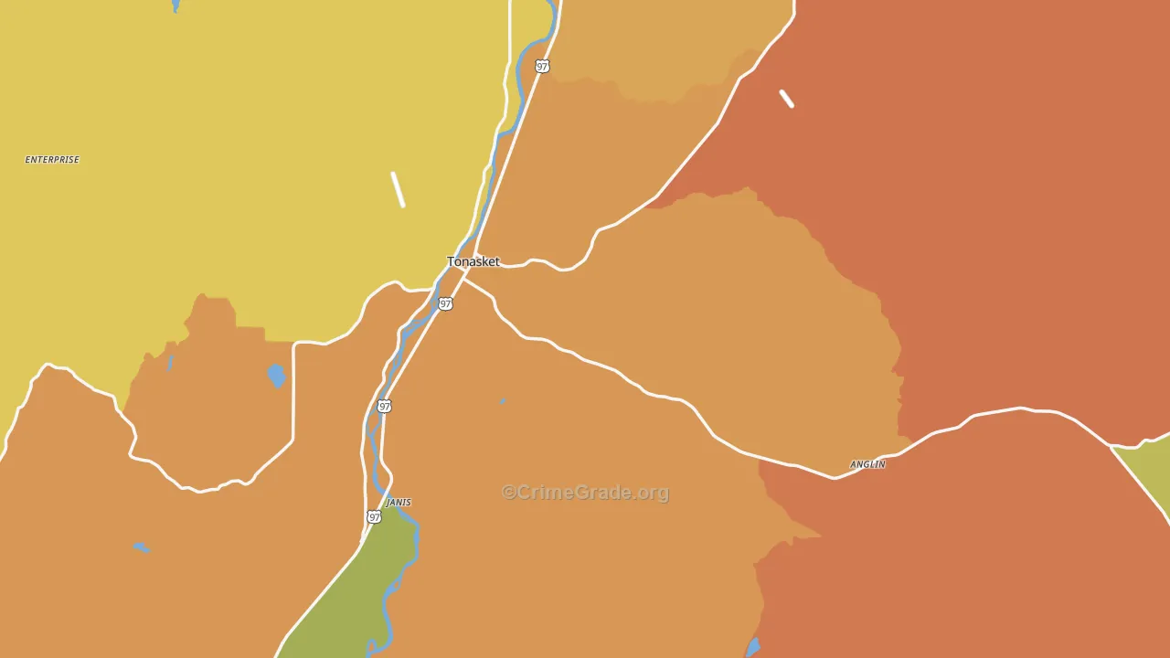 Tonasket, WA Map of Drug-Related Crime Rates
