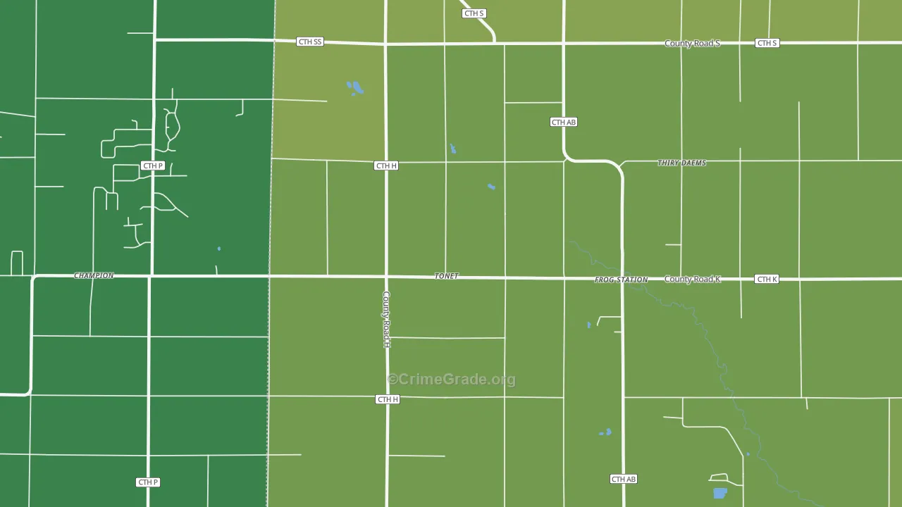 Tonet, WI Map of Drug-Related Crime Rates