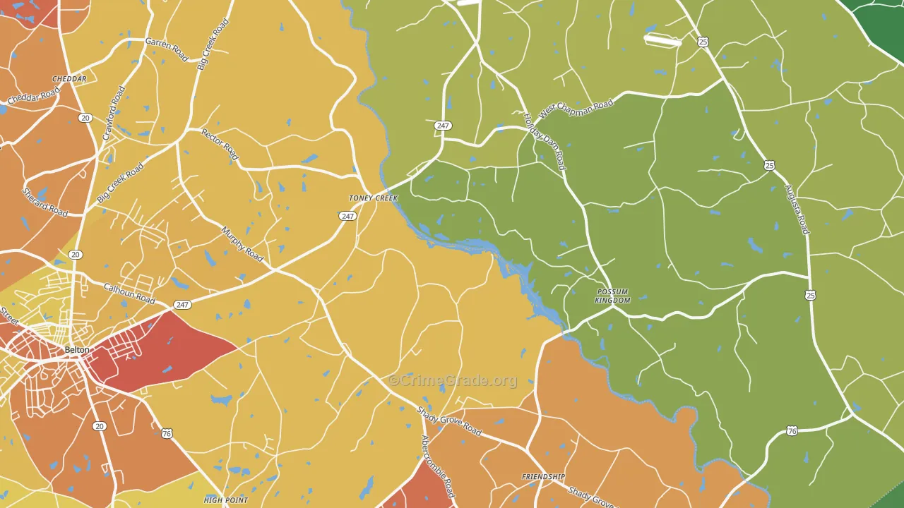 Toney Creek, SC Map of Drug-Related Crime Rates