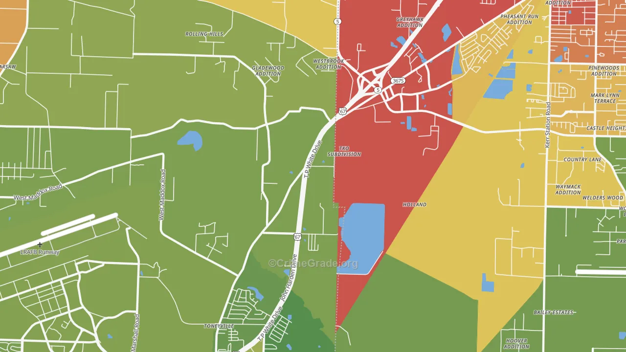 Toneyville, AR Map of Drug-Related Crime Rates