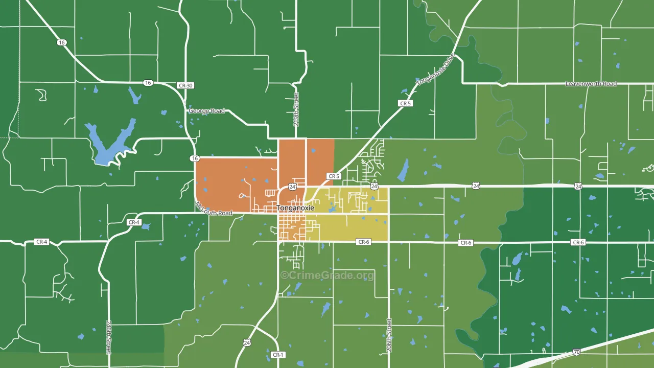 Tonganoxie, KS Map of Drug-Related Crime Rates