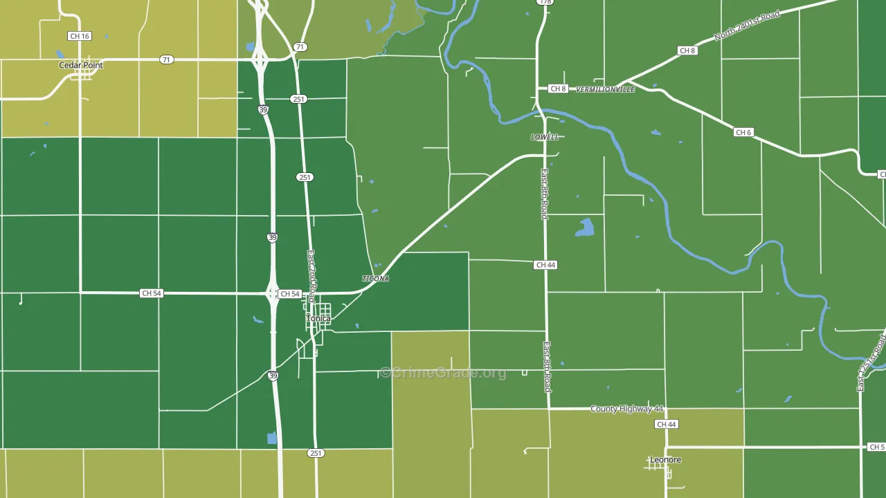 Tonica, IL Map of Drug-Related Crime Rates