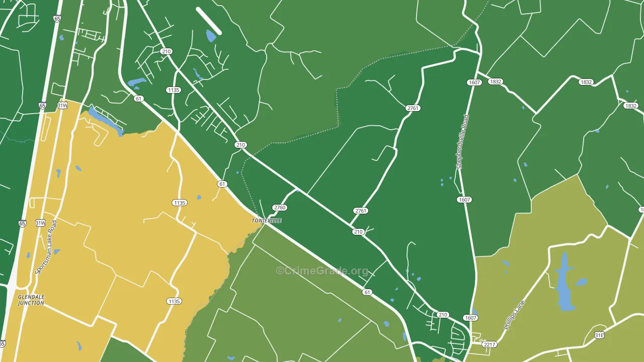 Tonieville, KY Map of Drug-Related Crime Rates