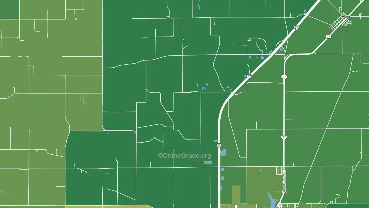 Tonti, IL Map of Drug-Related Crime Rates
